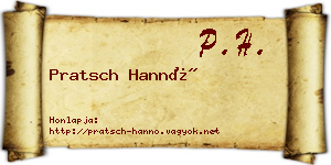 Pratsch Hannó névjegykártya